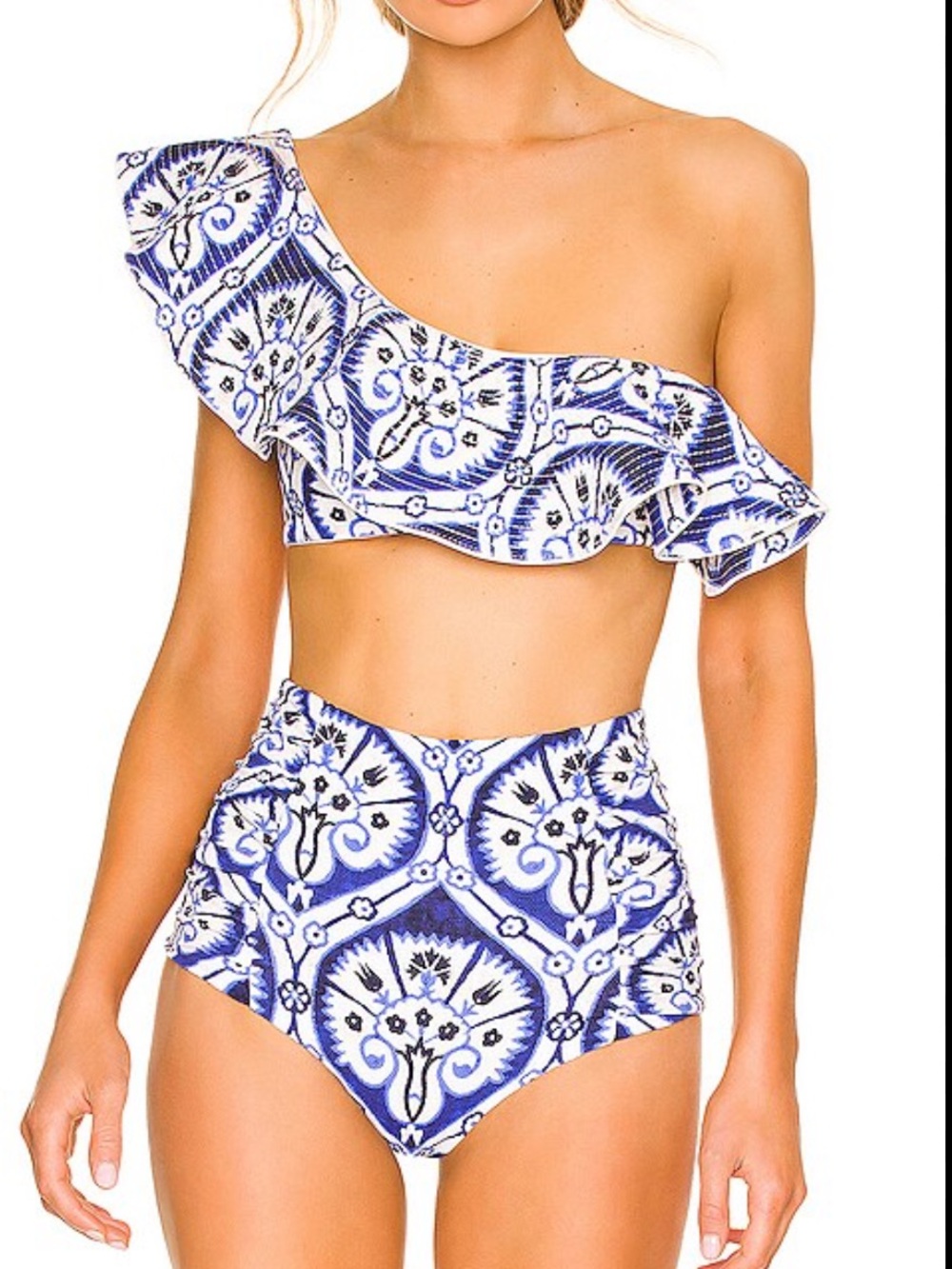 Johanna Ortiz Adriatic Sailing Ruffle Blue Bikini Top Size XS